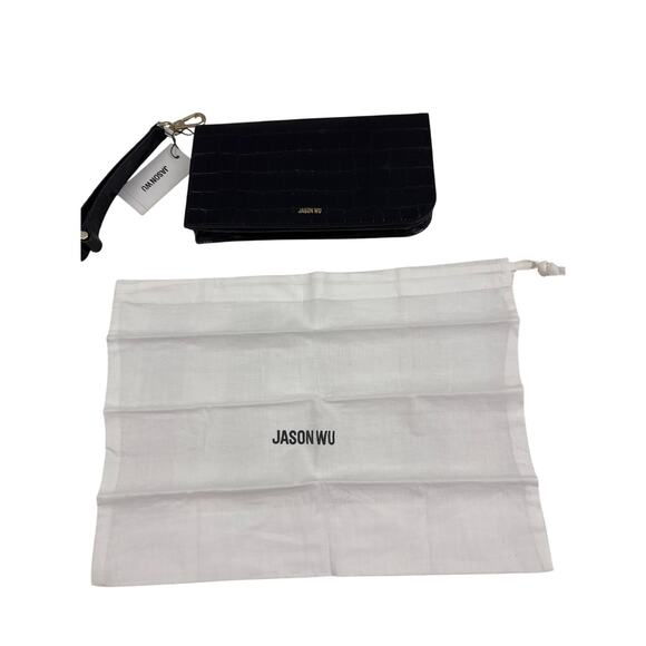 Jason Wu Elsa Croc Embossed Large Leather Wristlet - Picture 7 of 8